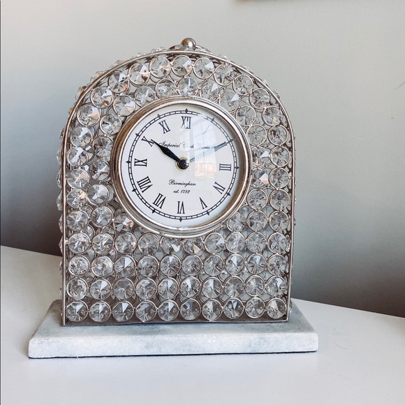 Other - Crystal Decorative Clock with White Marble Base